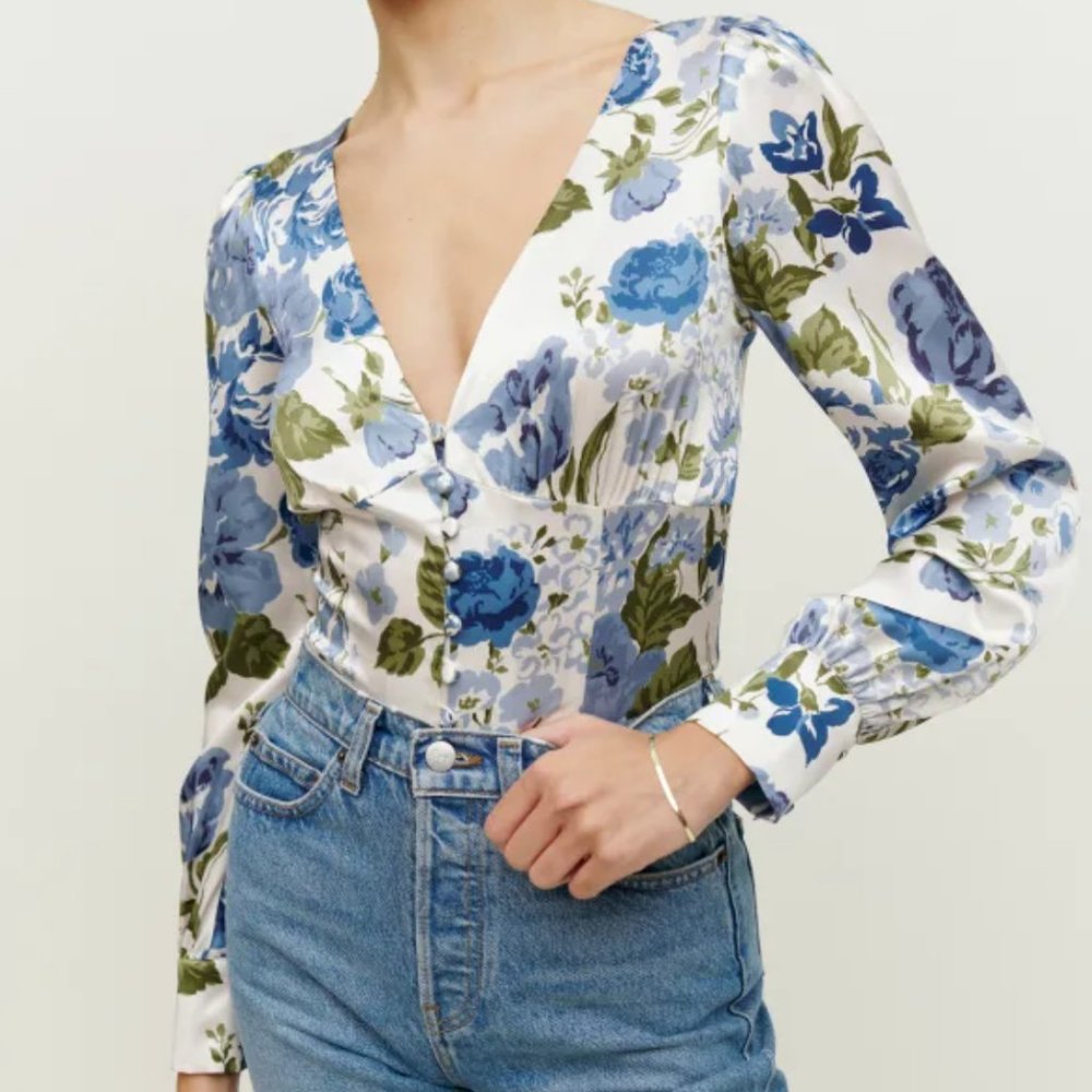 Reformation Cadence Silk Top in Lucca - Size XS